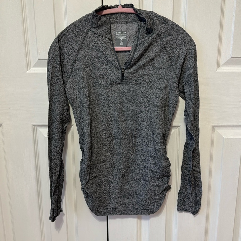 Womens Athleta 1/4 zip {grey & black heathered}